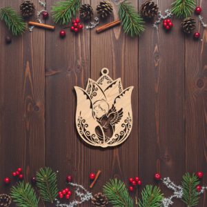 Angel Ornament Laser Template, Floral Silhouette Art for