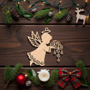 Angel Ornament Silhouette, Christmas Angel Digital File for