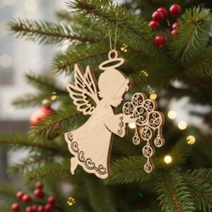 Angel Ornament Silhouette, Christmas Angel Digital File for