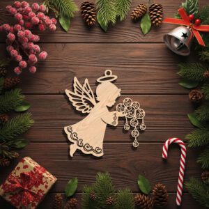 Angel Ornament Silhouette, Christmas Angel Digital File for