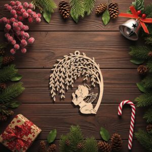 Angel Ornament Weeping Willow Tree Memorial Christmas Decor,