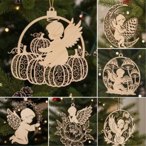 Baby Angel Christmas Ornament Bundle, Laser Engraved Holiday