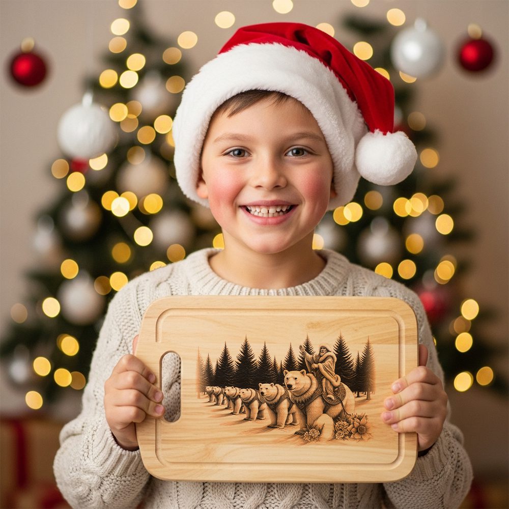 Charcuterie Board Engraving File, Christmas Polar Bear Parade,