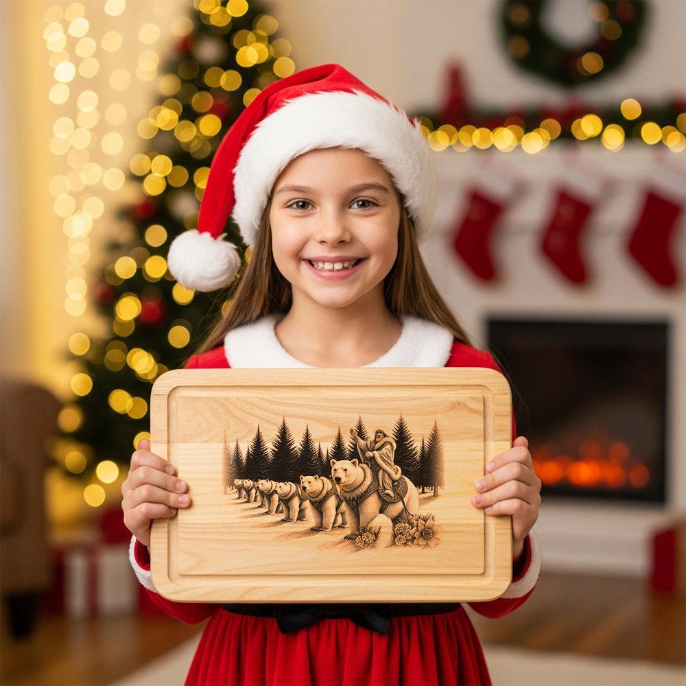 Charcuterie Board Engraving File, Christmas Polar Bear Parade,