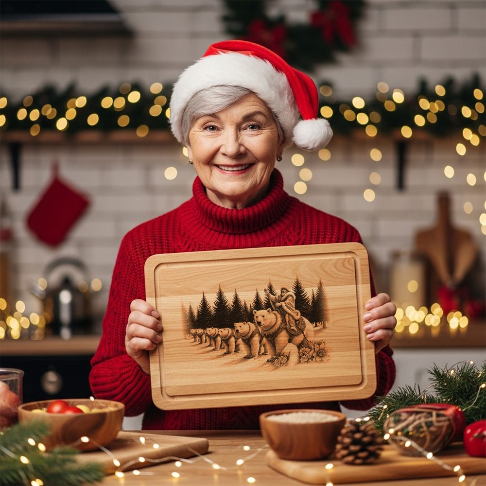 Charcuterie Board Engraving File, Christmas Polar Bear Parade,