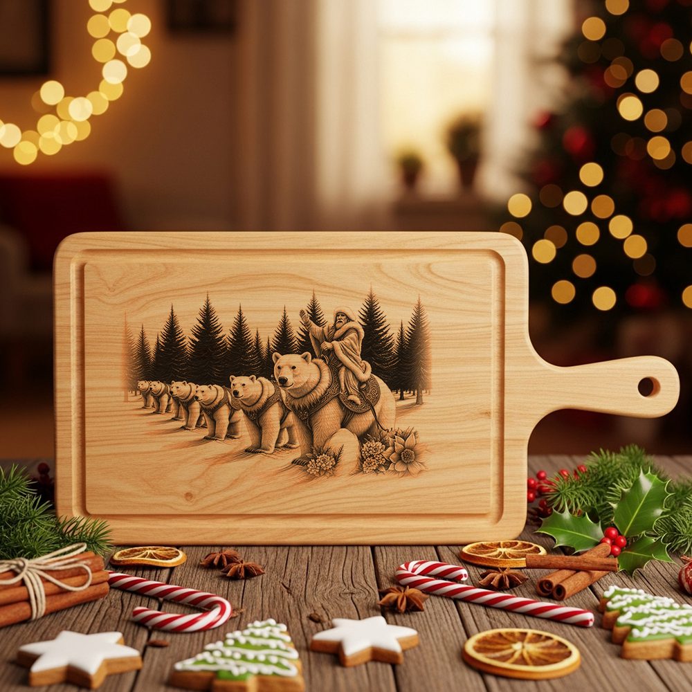 Charcuterie Board Engraving File, Christmas Polar Bear Parade,