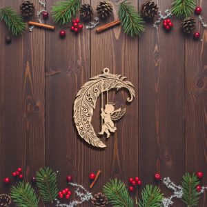 Christmas Angel Feather Ornament, Memorial Art Digital File