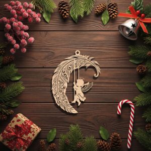 Christmas Angel Feather Ornament, Memorial Art Digital File