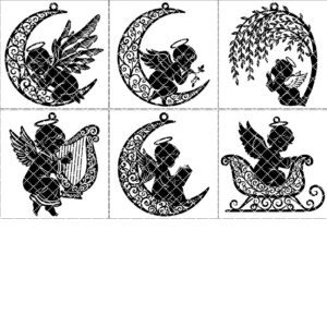 Christmas Angel Ornament Bundle, Laser File Set, 6