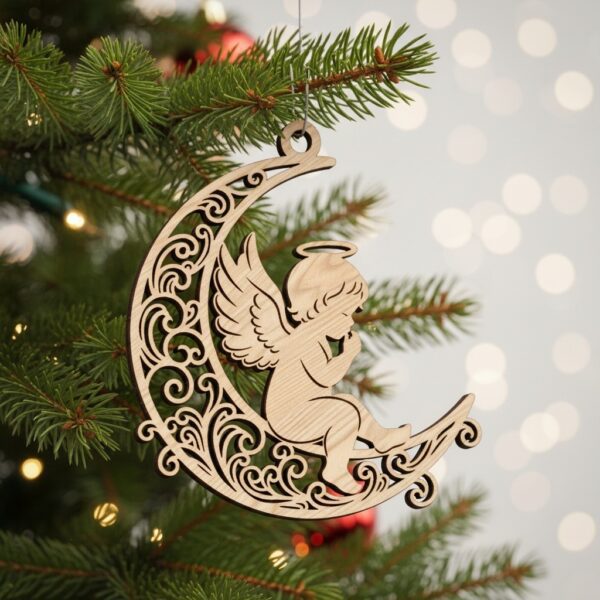 Christmas Angel Ornament Digital File, Filigree Moon Design, CNC Laser ...