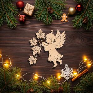 Christmas Angel Ornament Digital File, Maple Leaf Holiday