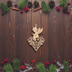 Christmas Angel Ornament, Laser Engraved Silhouette, Digital Download