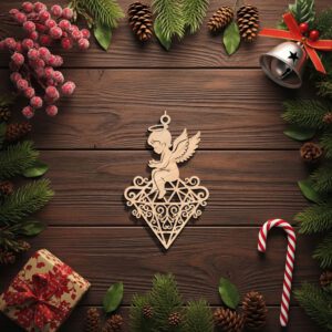 Christmas Angel Ornament, Laser Engraved Silhouette, Digital Download