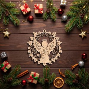 Christmas Angel Ornament Laser File, Black Angel Silhouette