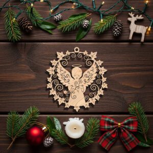 Christmas Angel Ornament Laser File, Black Angel Silhouette