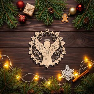 Christmas Angel Ornament Laser File, Black Angel Silhouette