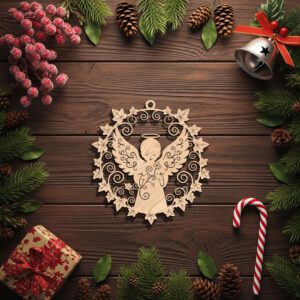 Christmas Angel Ornament Laser File, Black Angel Silhouette