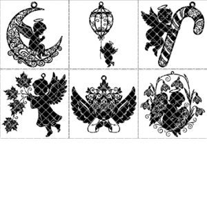 Christmas Angel Ornament Laser File Bundle, 6 Holiday