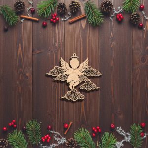 Christmas Angel Ornament Laser File, Cloud Design, Holiday