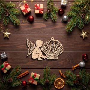 Christmas Angel Ornament Laser File, Coastal Seashell Style,