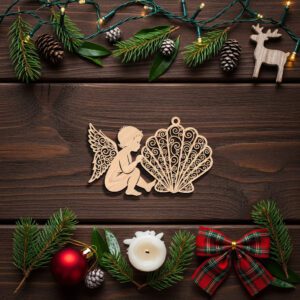 Christmas Angel Ornament Laser File, Coastal Seashell Style,