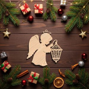 Christmas Angel Ornament Laser File, Holiday Silhouette Design