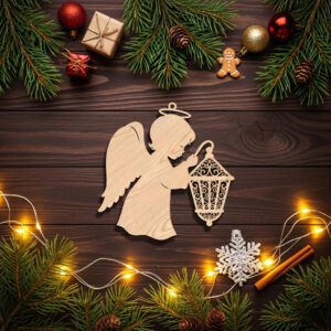Christmas Angel Ornament Laser File, Holiday Silhouette Design