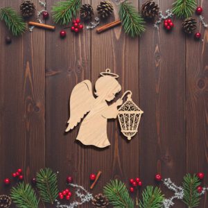 Christmas Angel Ornament Laser File, Holiday Silhouette Design