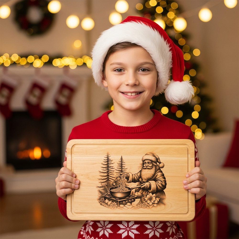 Christmas Charcuterie Board Engraving File, Funny Santa Pasta,
