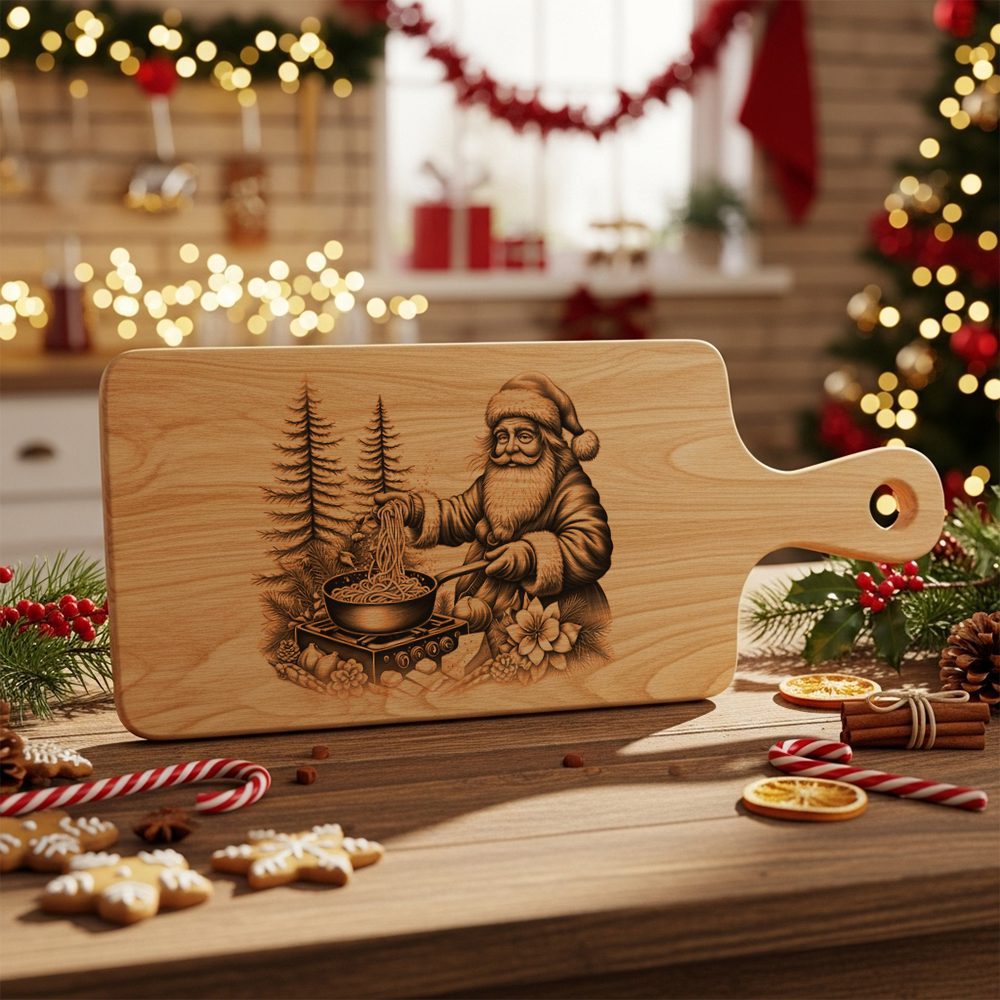 Christmas Charcuterie Board Engraving File, Funny Santa Pasta,