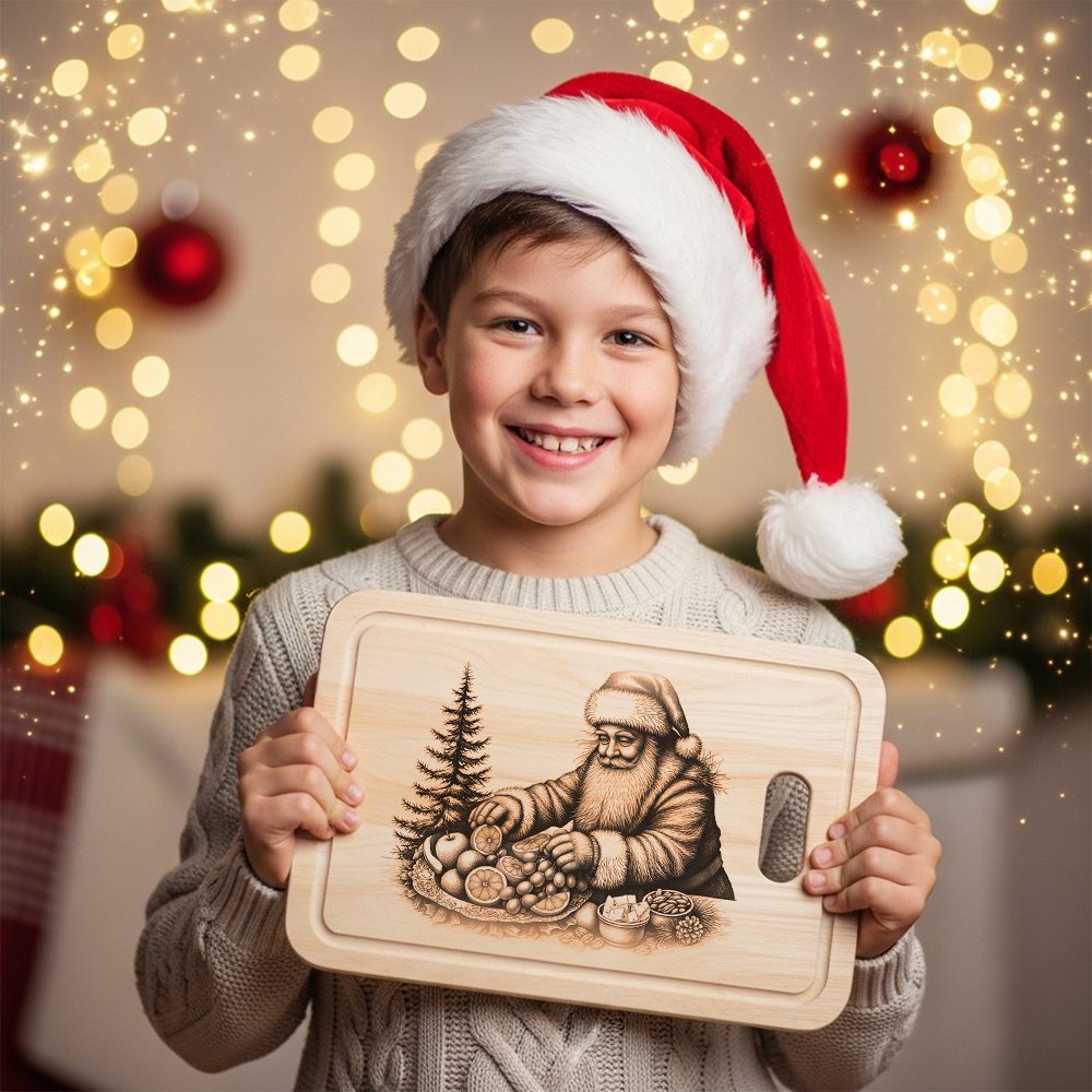 Christmas Charcuterie Board Laser Engraving File, Santa Platter