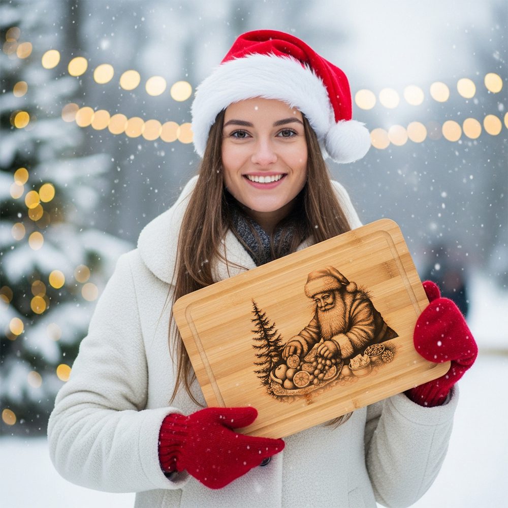 Christmas Charcuterie Board Laser Engraving File, Santa Platter