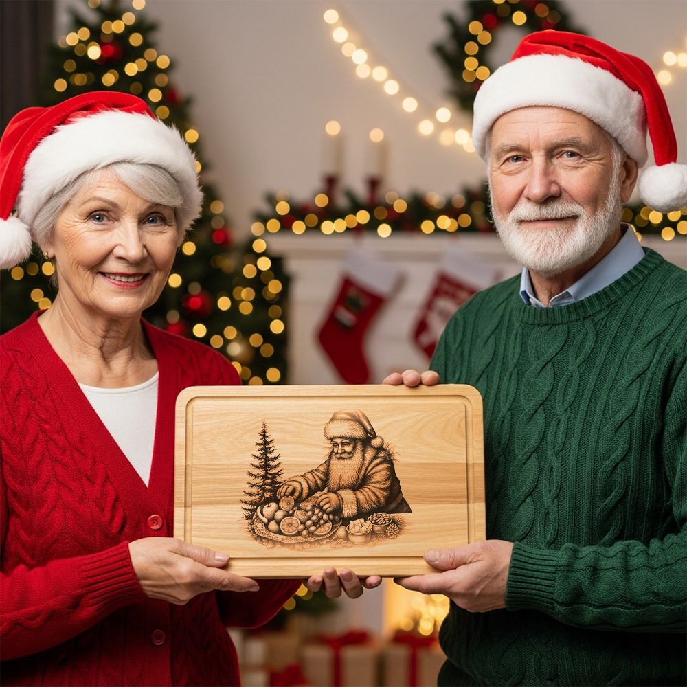 Christmas Charcuterie Board Laser Engraving File, Santa Platter