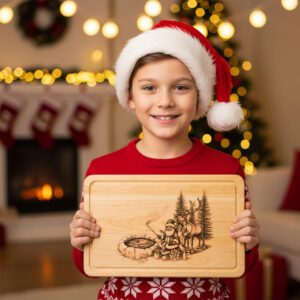 Christmas Charcuterie Board Laser Engraving File, Santa Reindeer