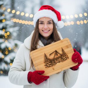 Christmas Charcuterie Board Laser Engraving File, Snow Mountain