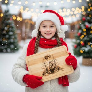 Christmas Charcuterie Board Laser Engraving File, Winter Fox