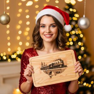 Christmas Laser Engraving File, Classic Train Charcuterie Board,