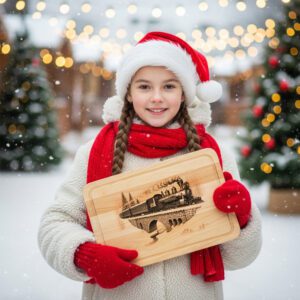 Christmas Laser Engraving File, Classic Train Charcuterie Board,