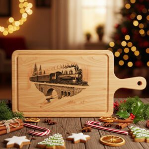 Christmas Laser Engraving File, Classic Train Charcuterie Board,