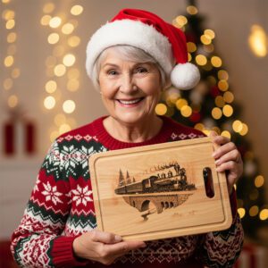Christmas Laser Engraving File, Classic Train Charcuterie Board,