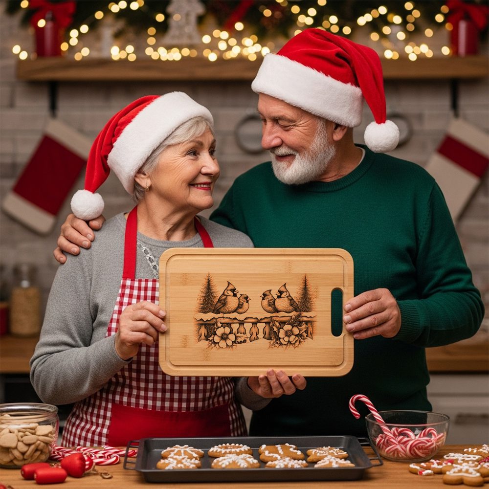 Christmas Laser Engraving File for Charcuterie Board, Cardinal