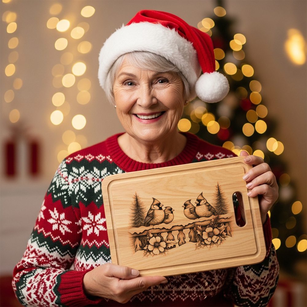 Christmas Laser Engraving File for Charcuterie Board, Cardinal