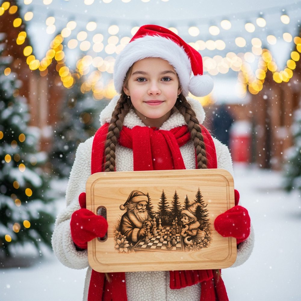 Christmas Laser Engraving File for Charcuterie Board, Santa