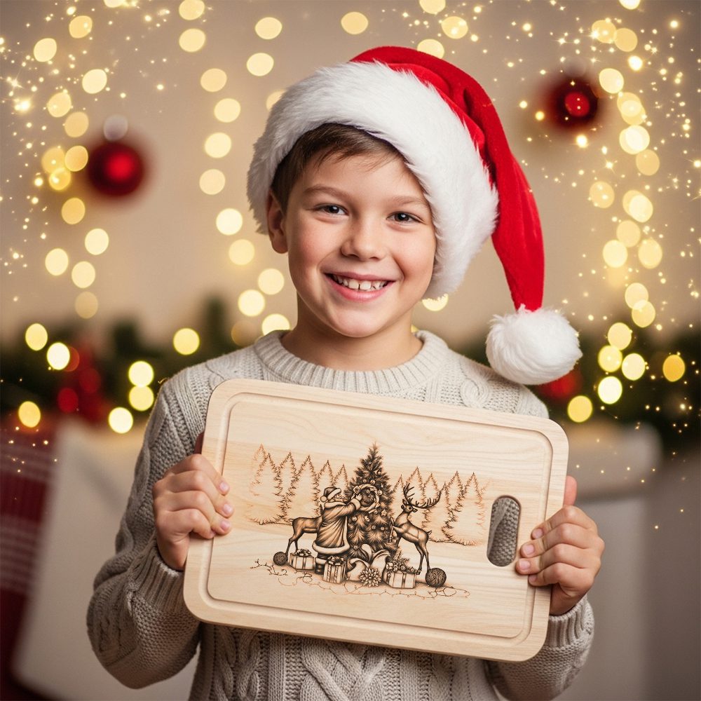 Christmas Laser Engraving File for Charcuterie Board, Santa