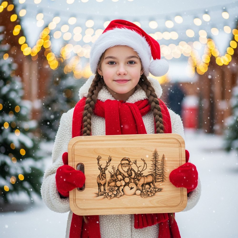 Christmas Laser Engraving File for Charcuterie Board, Santa