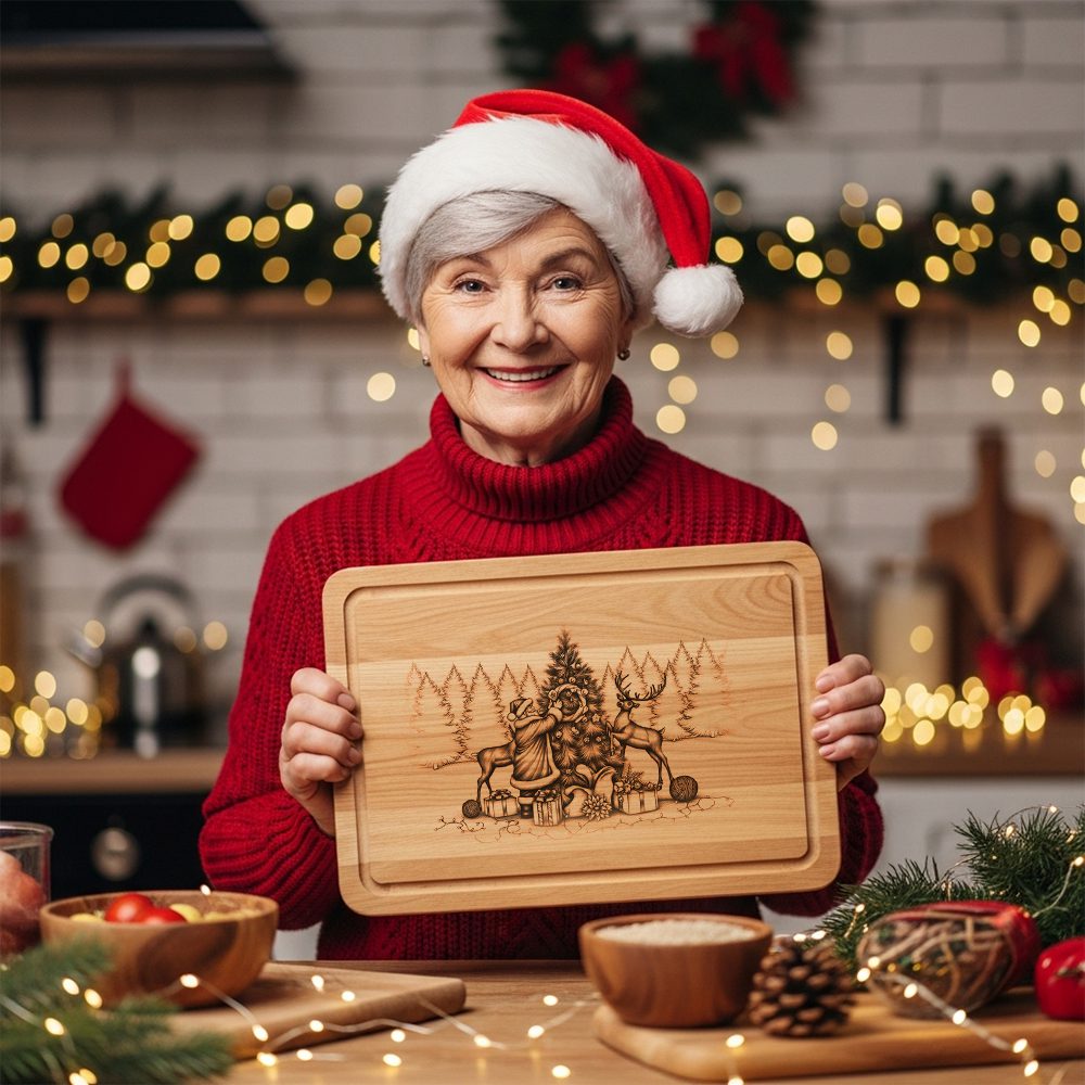 Christmas Laser Engraving File for Charcuterie Board, Santa