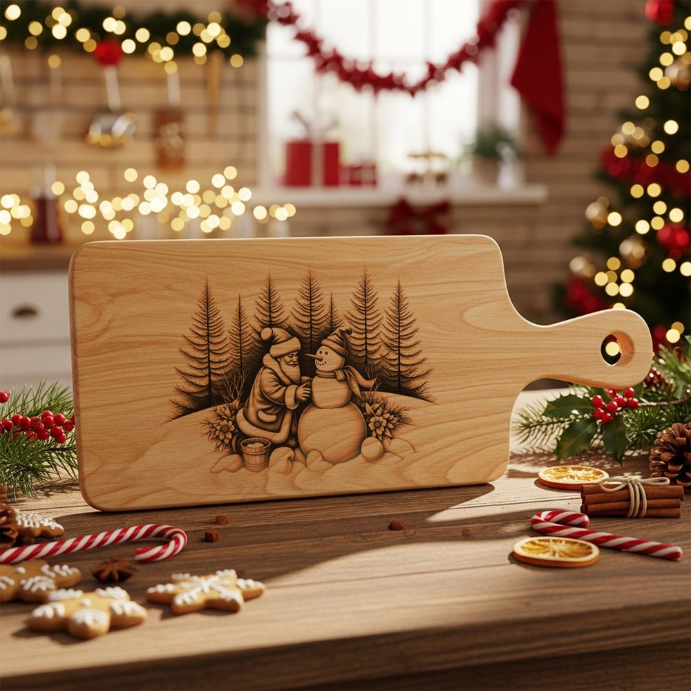 Christmas Laser Engraving File for Charcuterie Board, Santa