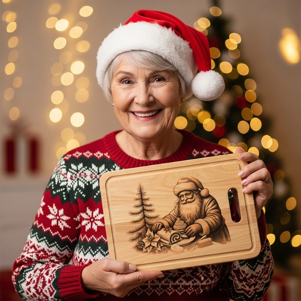 Christmas Laser Engraving File for Santa Charcuterie Board,