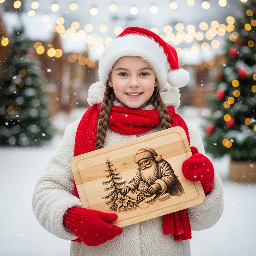 Christmas Laser Engraving File for Santa Charcuterie Board,