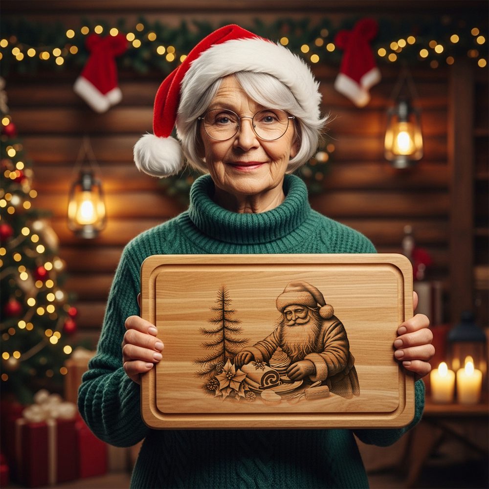 Christmas Laser Engraving File for Santa Charcuterie Board,